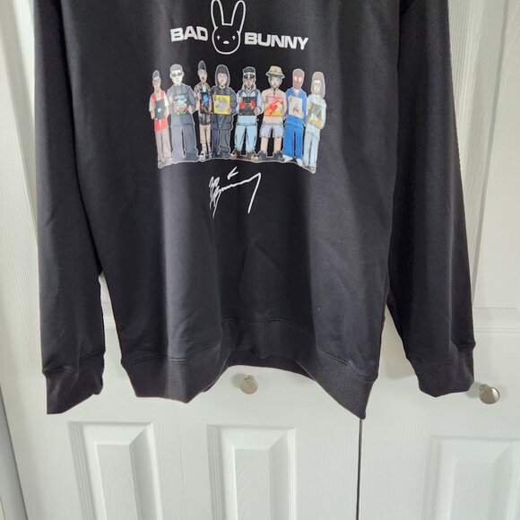 Bad Bunny Black Long Sleeve Pullover Graphic Sweater - Picture 6 of 6